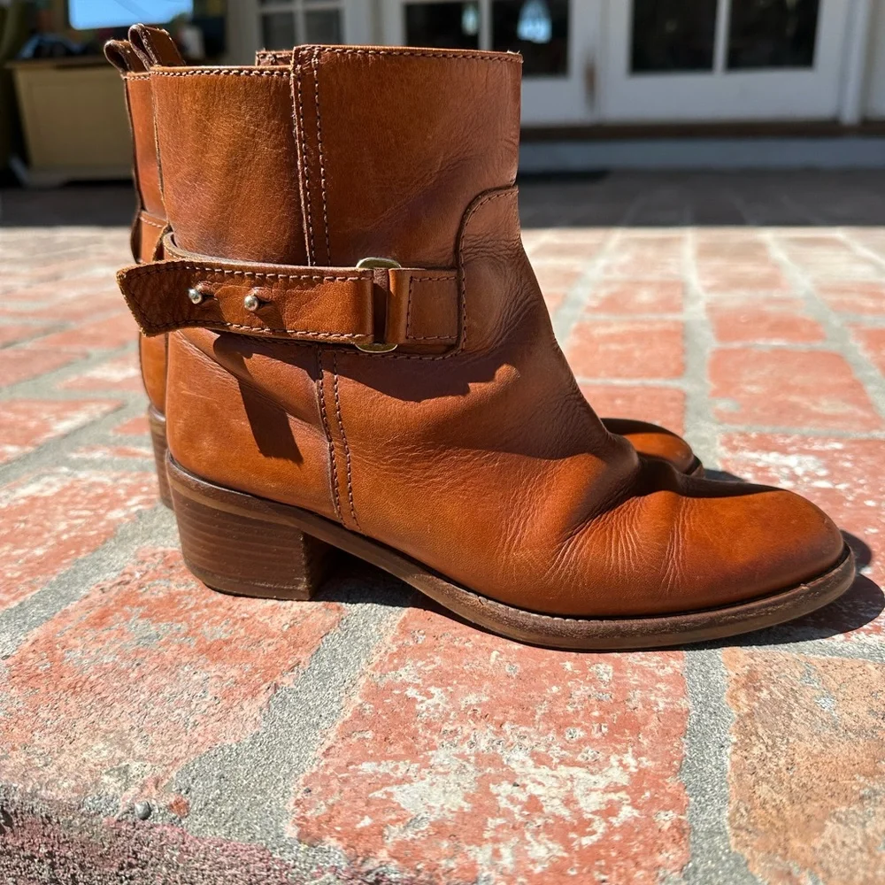 J.Crew Parker Brown Leather Ankle Boots Size 6.5